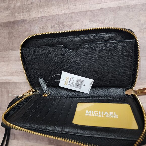 Michael Kors Jet Set Travel Large Pebbled Leather Wristlet NWT - Picture 5 of 9